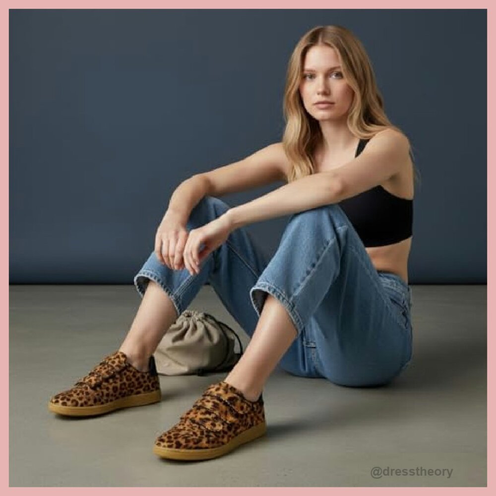 Vegan Hair Calf Sneakers with Hook Loop Closure, Lightweight Comfort - Picture 6 of 8